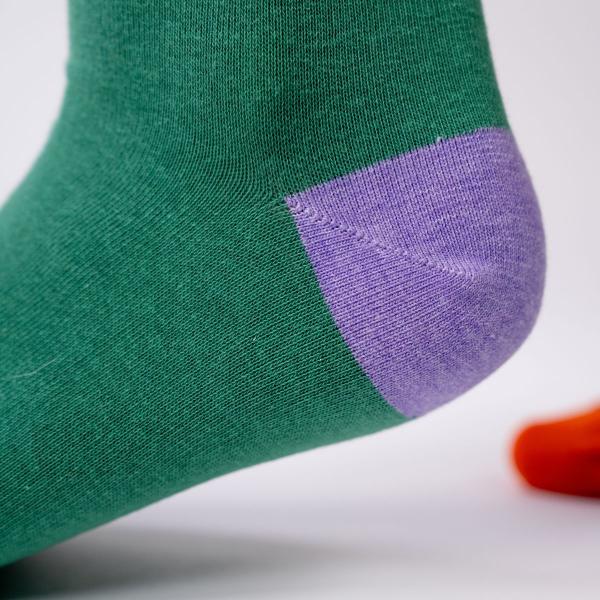 Chaussettes en coton peigné - Vert chiné