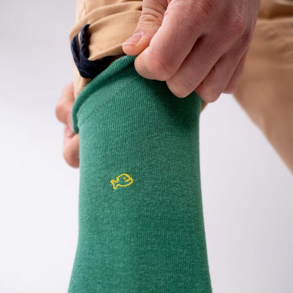 Chaussettes en coton peigné - Vert chiné