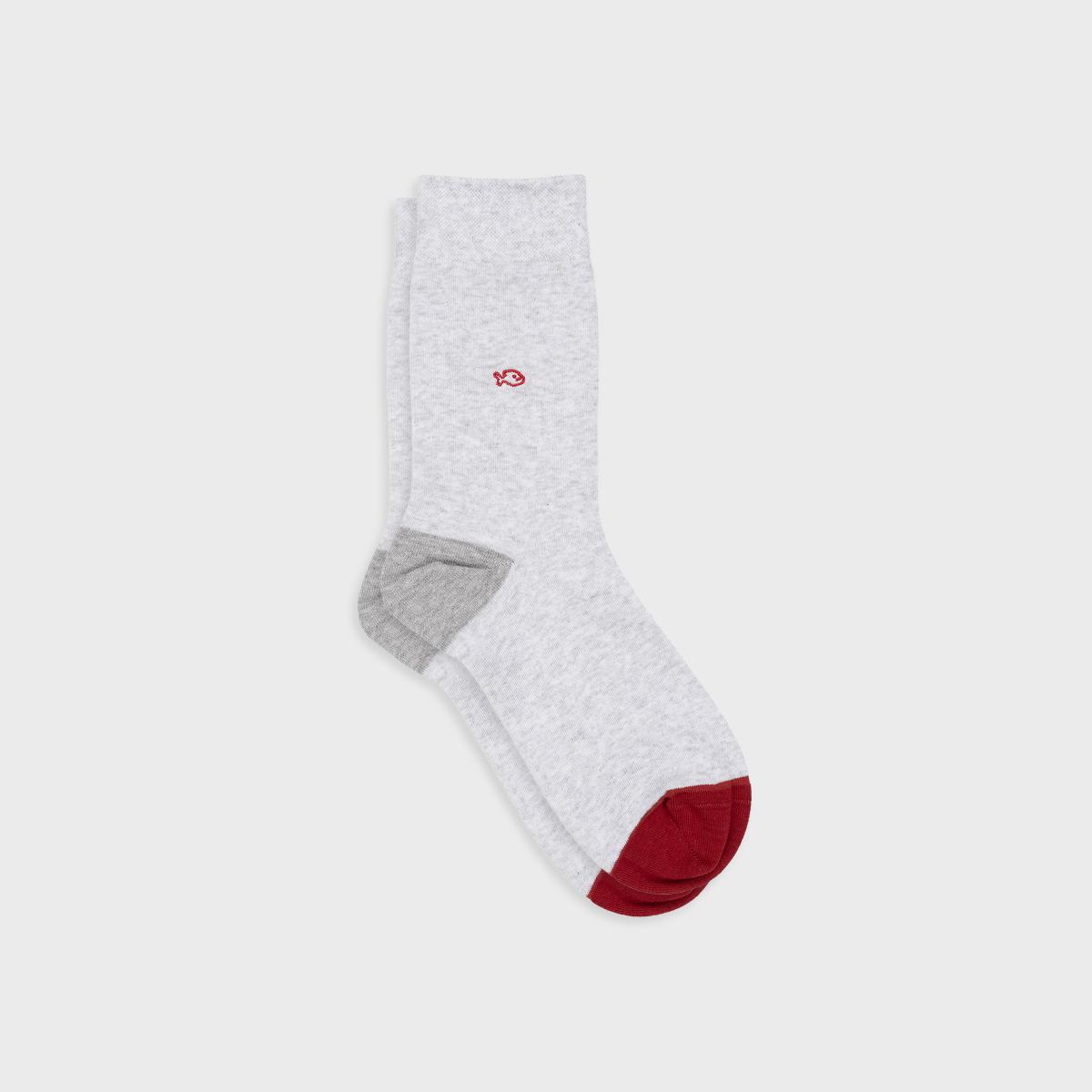 Chaussettes en coton peigné - Gris chiné - Vert