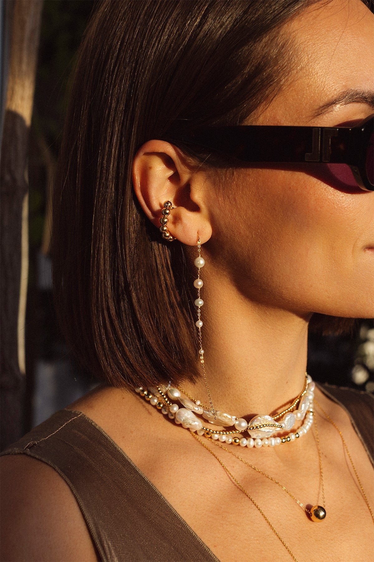 Boucles d'oreilles - Puces Maia Or - Perle de culture