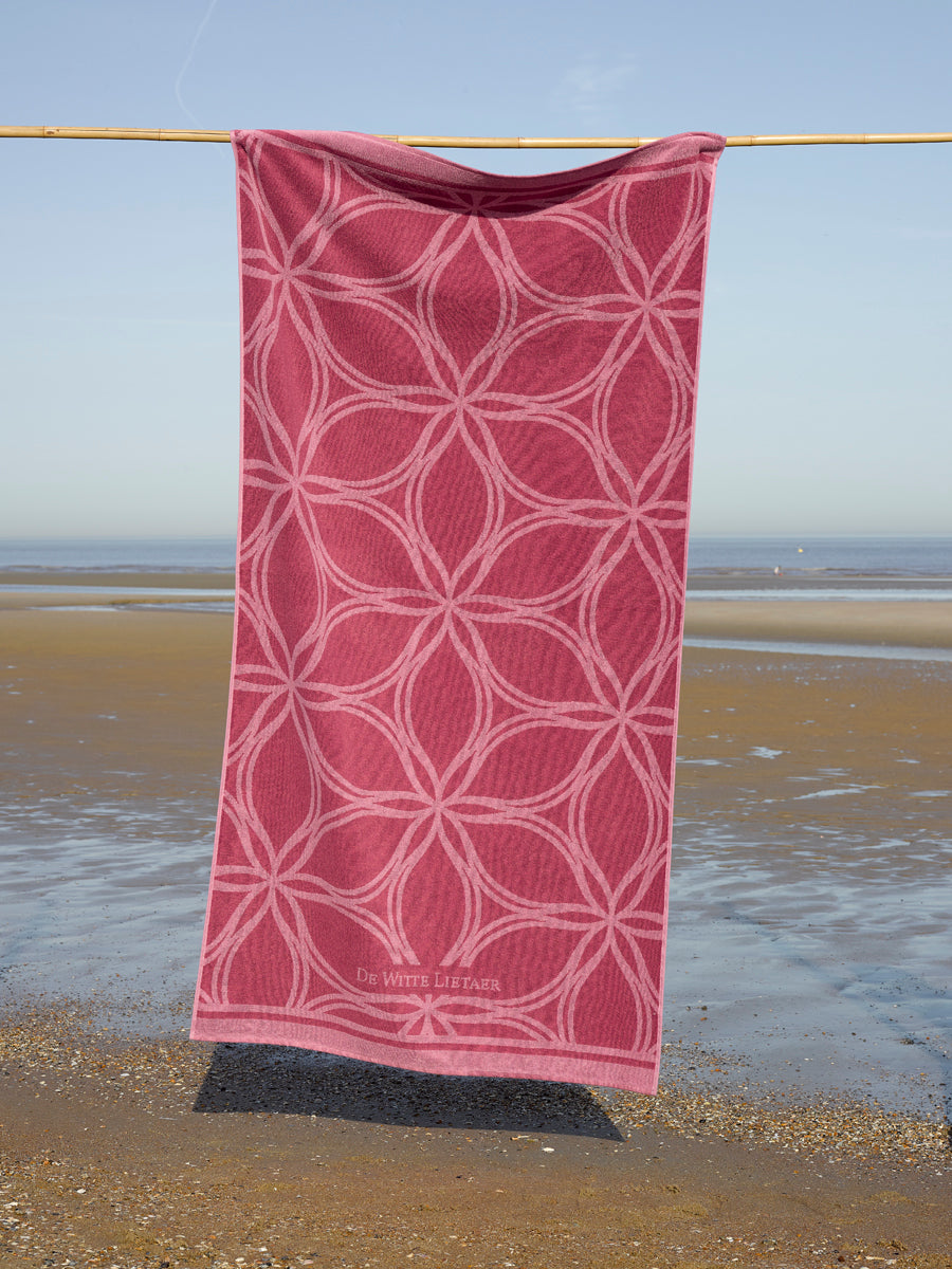 Luxe - Anemone Fuchsia Rouge - Serviette de plage 100X200 cm