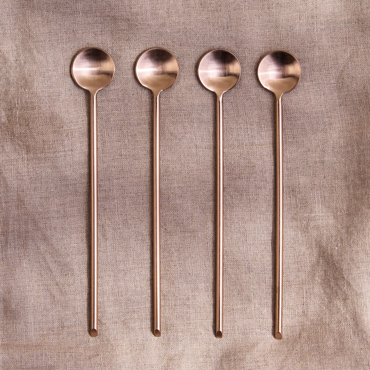 Dunne lange lepel Rose, set van 4