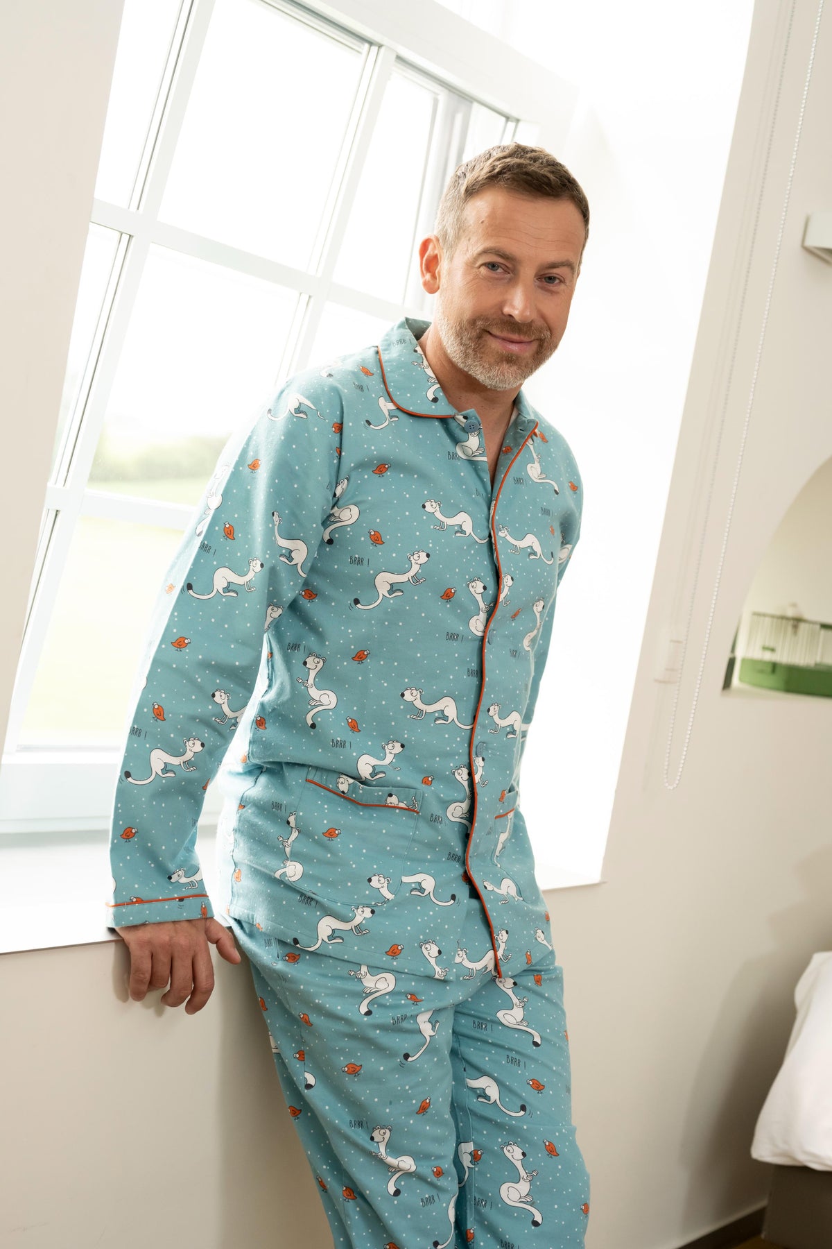 Flanellen Pyjama Man Aquarelle Blue