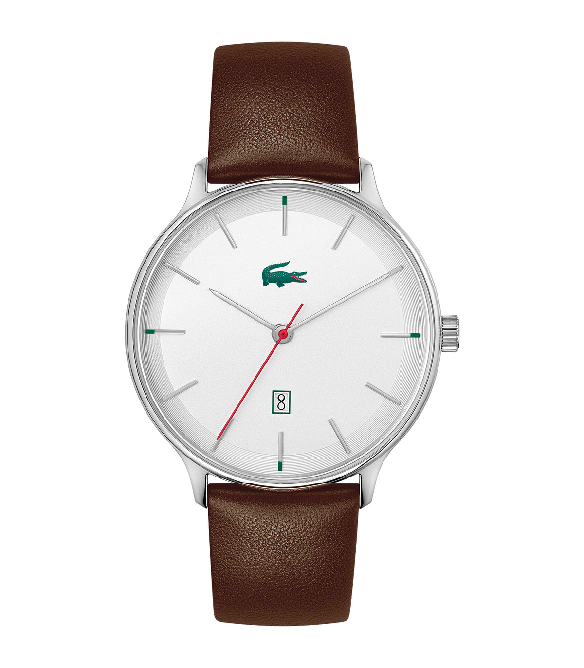 Lacoste - Classic Elegance - Man - Bruine Band - Zilveren Wijzerplaat - Zilveren Kast