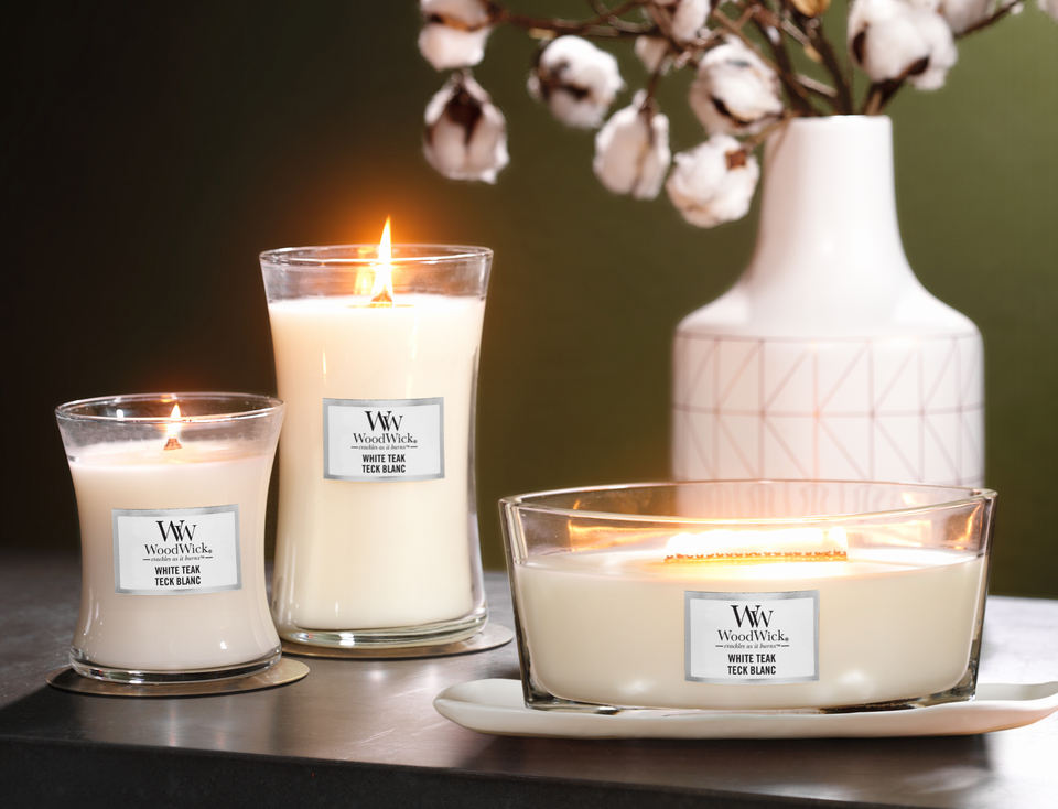 WW White Teak Ellipse Candle