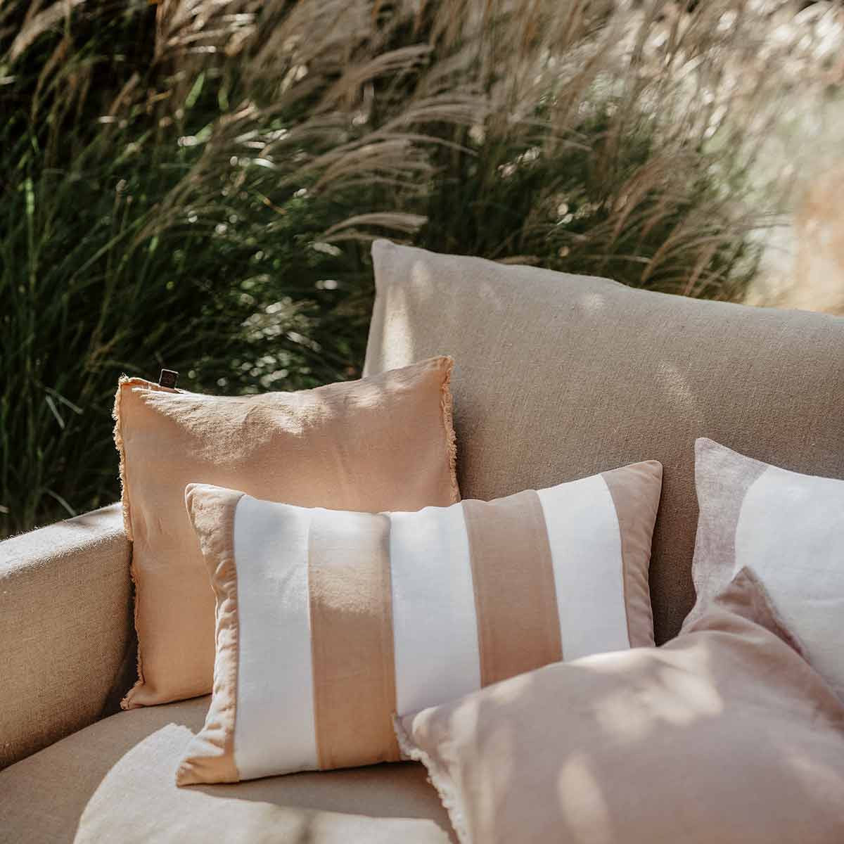 Housse De Coussin - Perth Rayé En Velours Et Lin - Cimarron