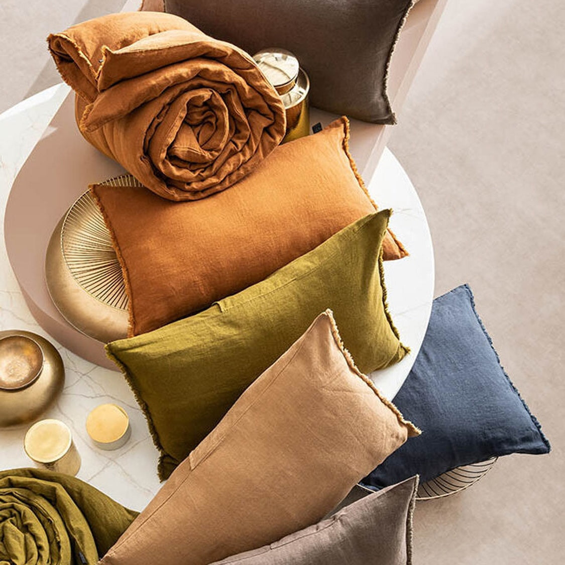 Housse De Coussin - Viti En Lin Lavé - Daim