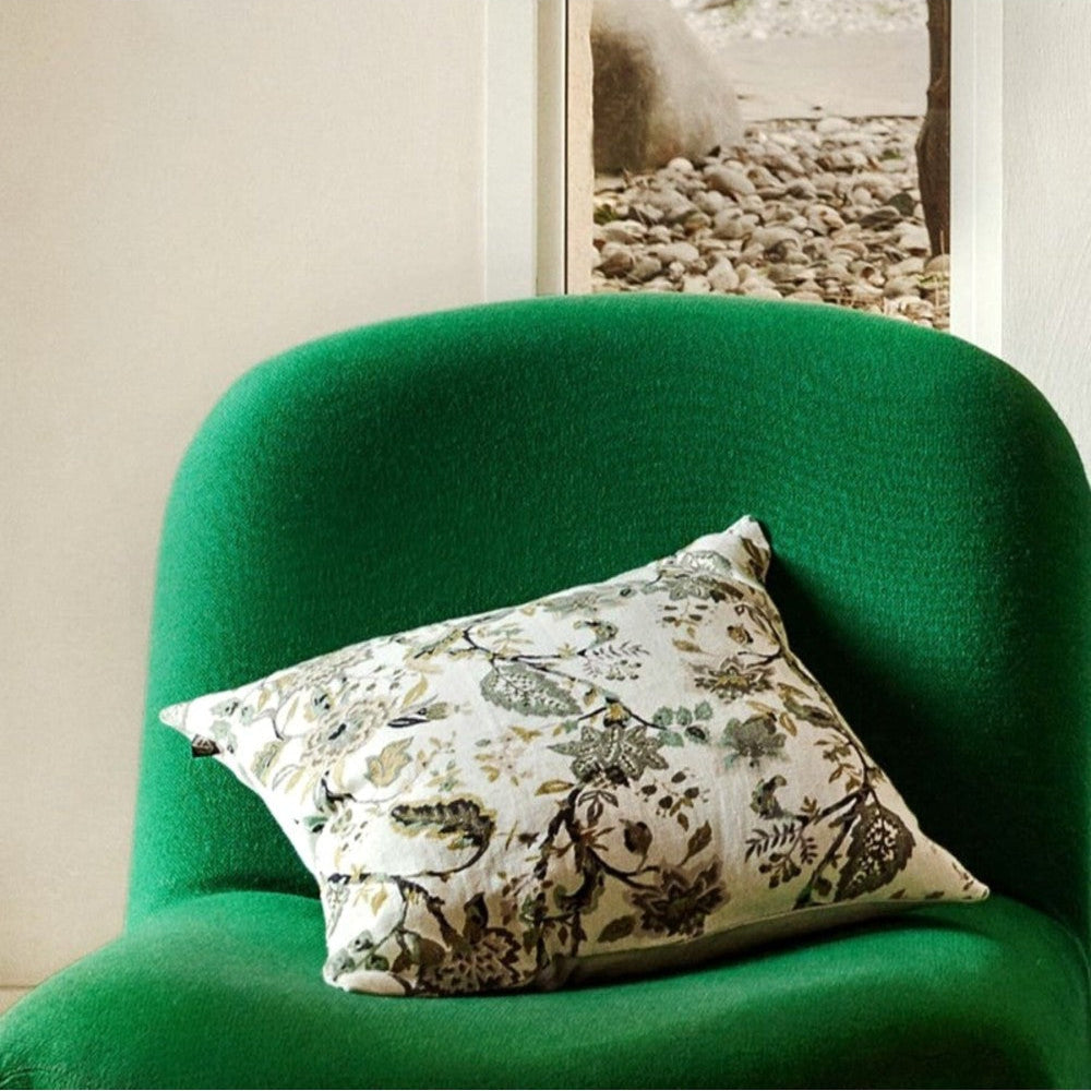 Housse De Coussin - Mahe 00% Lin Imprimé - Celadon