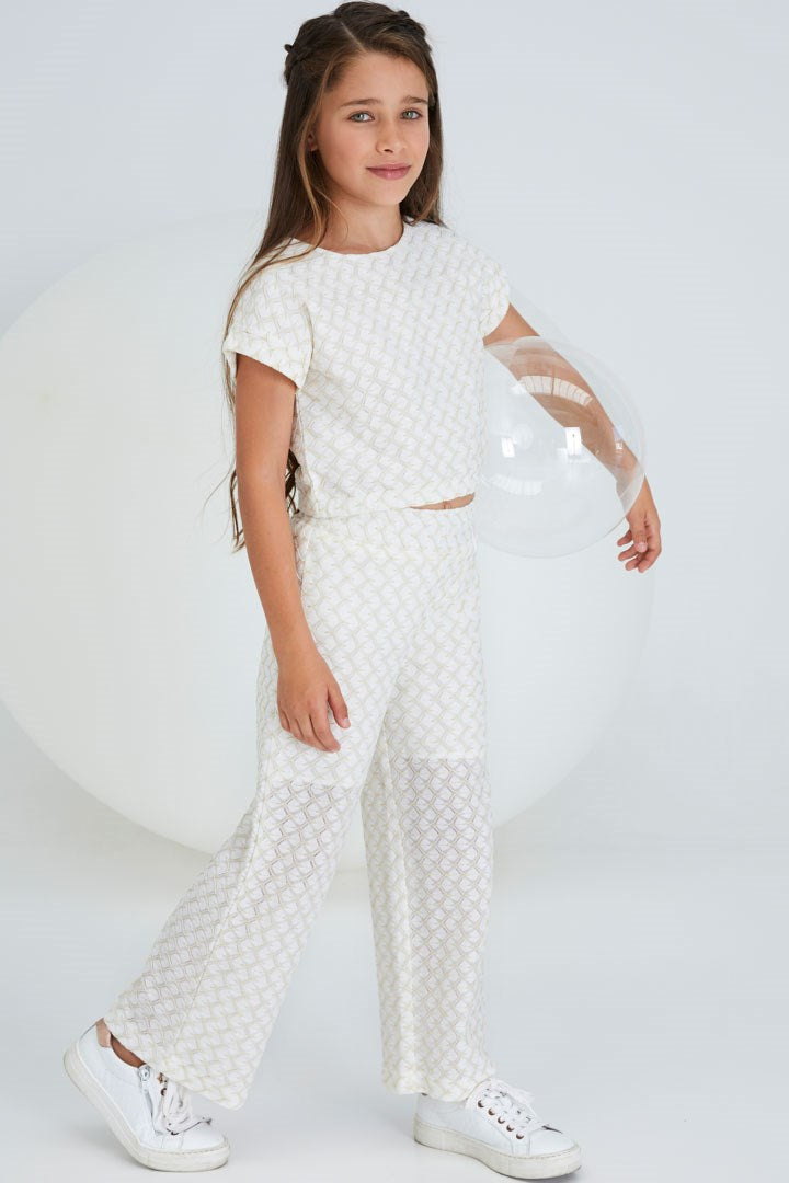 Trouser Leah - Off White/Gold