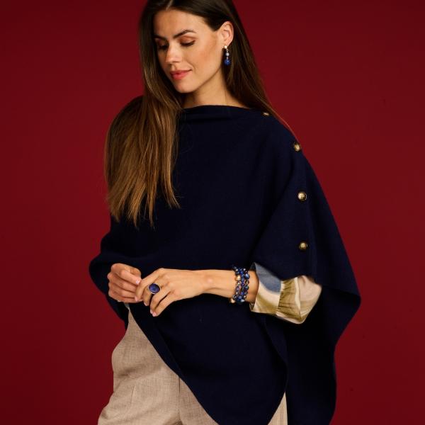 Poncho - Lcponcho2 Bleu Foncée