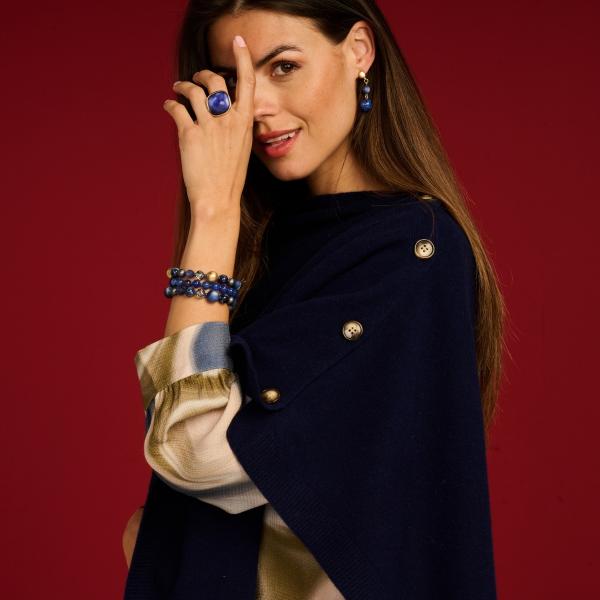 Poncho - Lcponcho2 Bleu Foncée