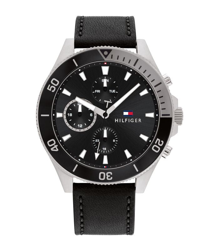 Tommy Hilfiger - Casual - Homme - Multi-bracelet Cuir Noir - Boitier Acier - Cadran Noir