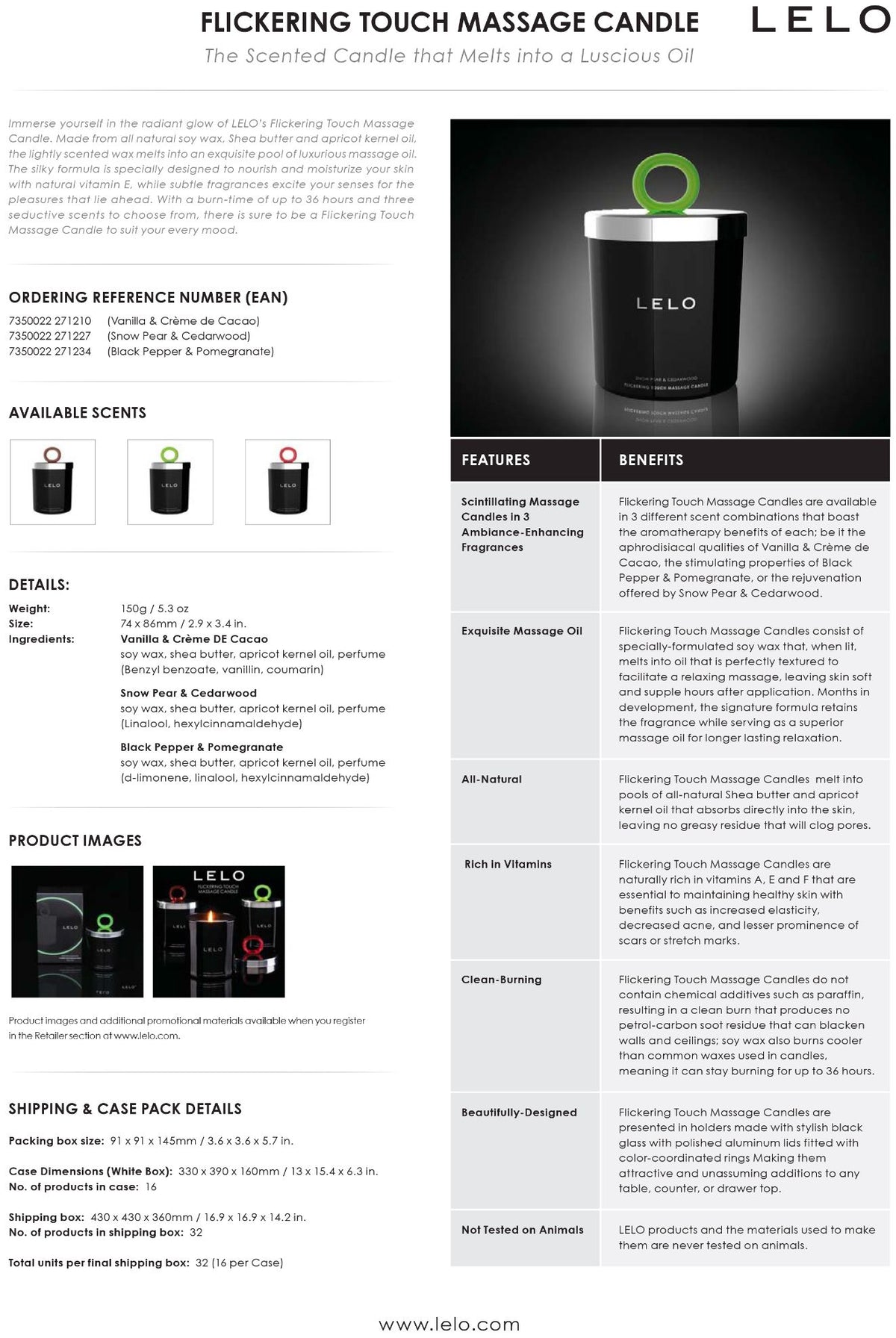 Massage Candle Black Pepper &amp; Pomegranate